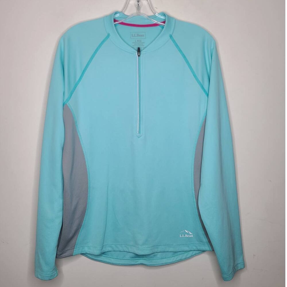 L.L. Bean light blue long sleeve bike cycling jersey - large